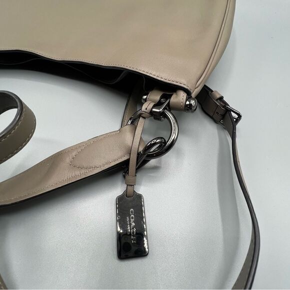 Coach Mae Nomad Taupe Leather Shoulder Bag Medium Women’s Hobo Purse Handbag - Picture 4 of 12